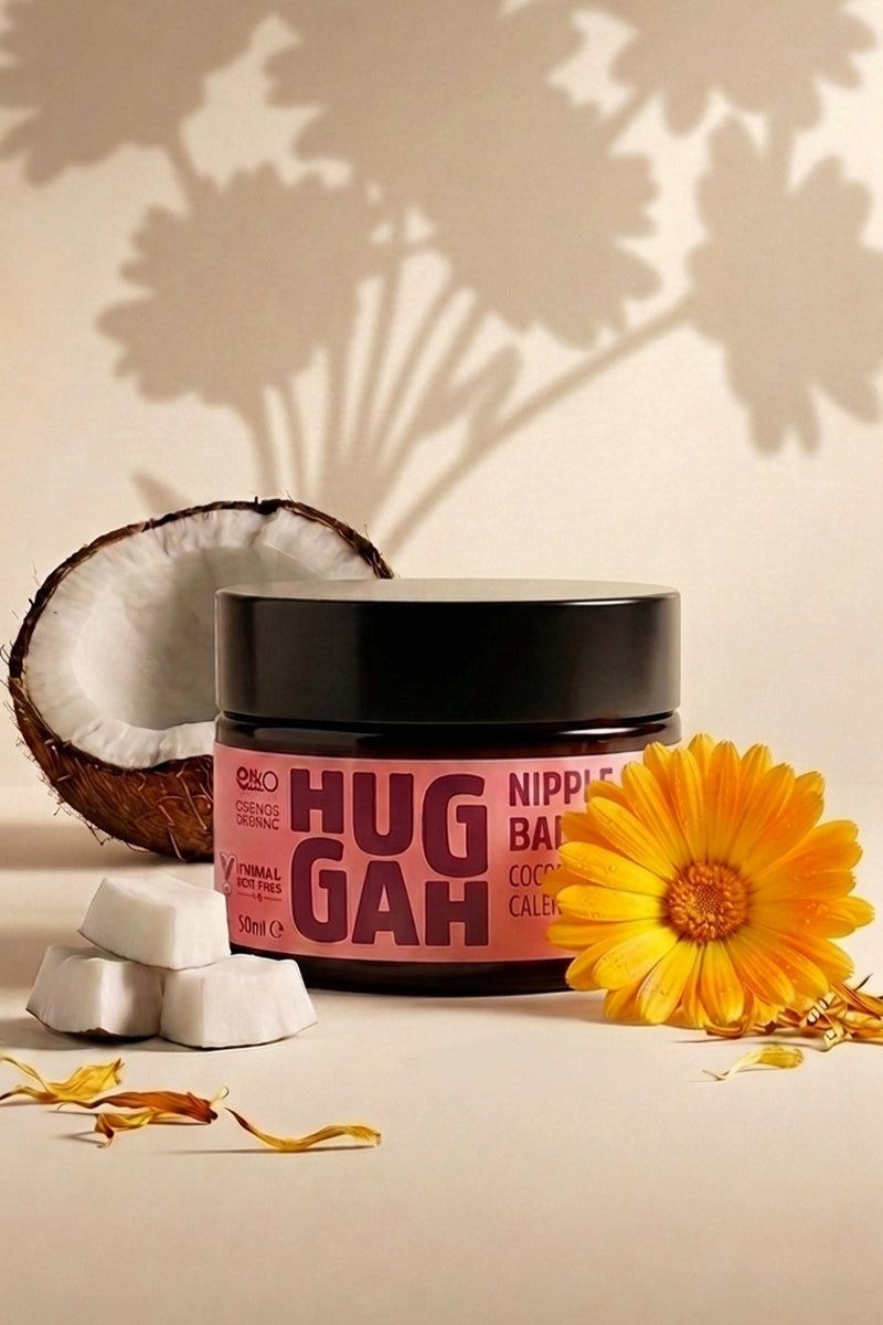 Huggah Organik Doğal Çatlak Önleyici Cilt Bakım Kremi 180ml + %100 Doğal Göğüs Ucu Bakım Balmı 50 ml Set - HUGGAH NATURALS