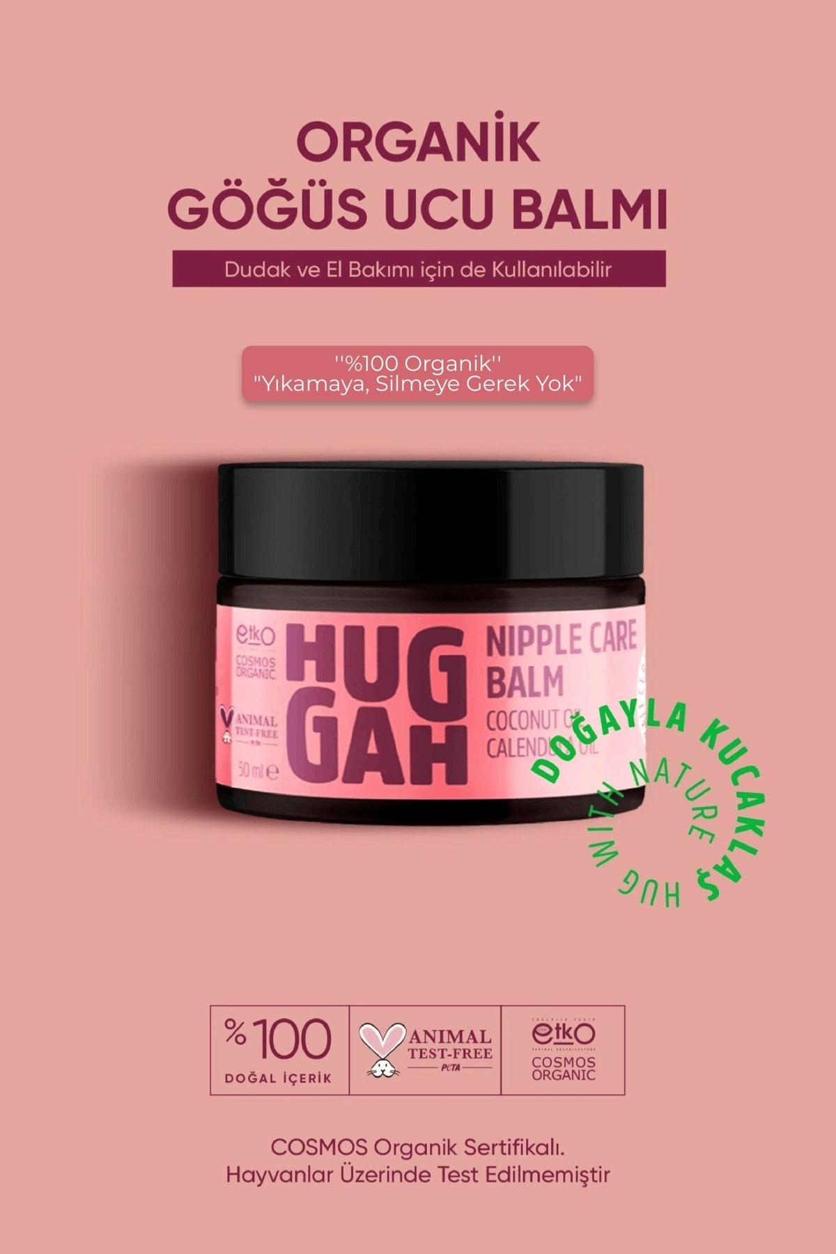 Huggah Organik Doğal Göğüs Ucu Balmı 50 ml - HUGGAH NATURALS