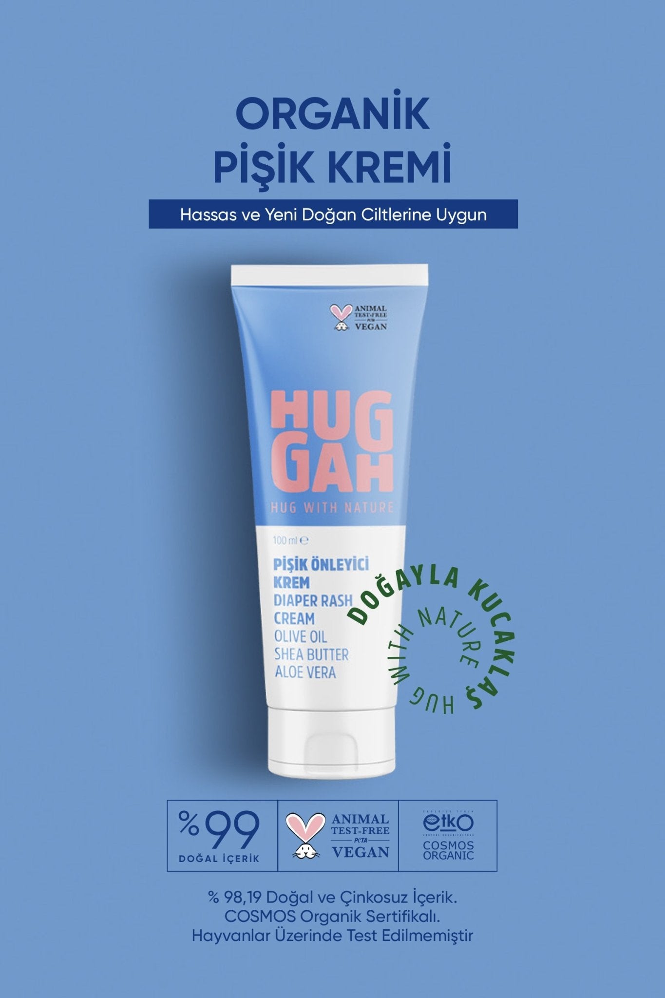Huggah Organik Pişik Önleyici Bebek Bakım Kremi 100 ml - HUGGAH NATURALS