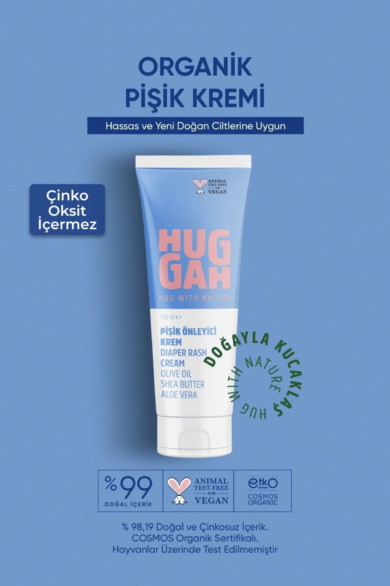 Huggah Organik Pişik Önleyici Bebek Bakım Kremi 100 ml - HUGGAH NATURALS