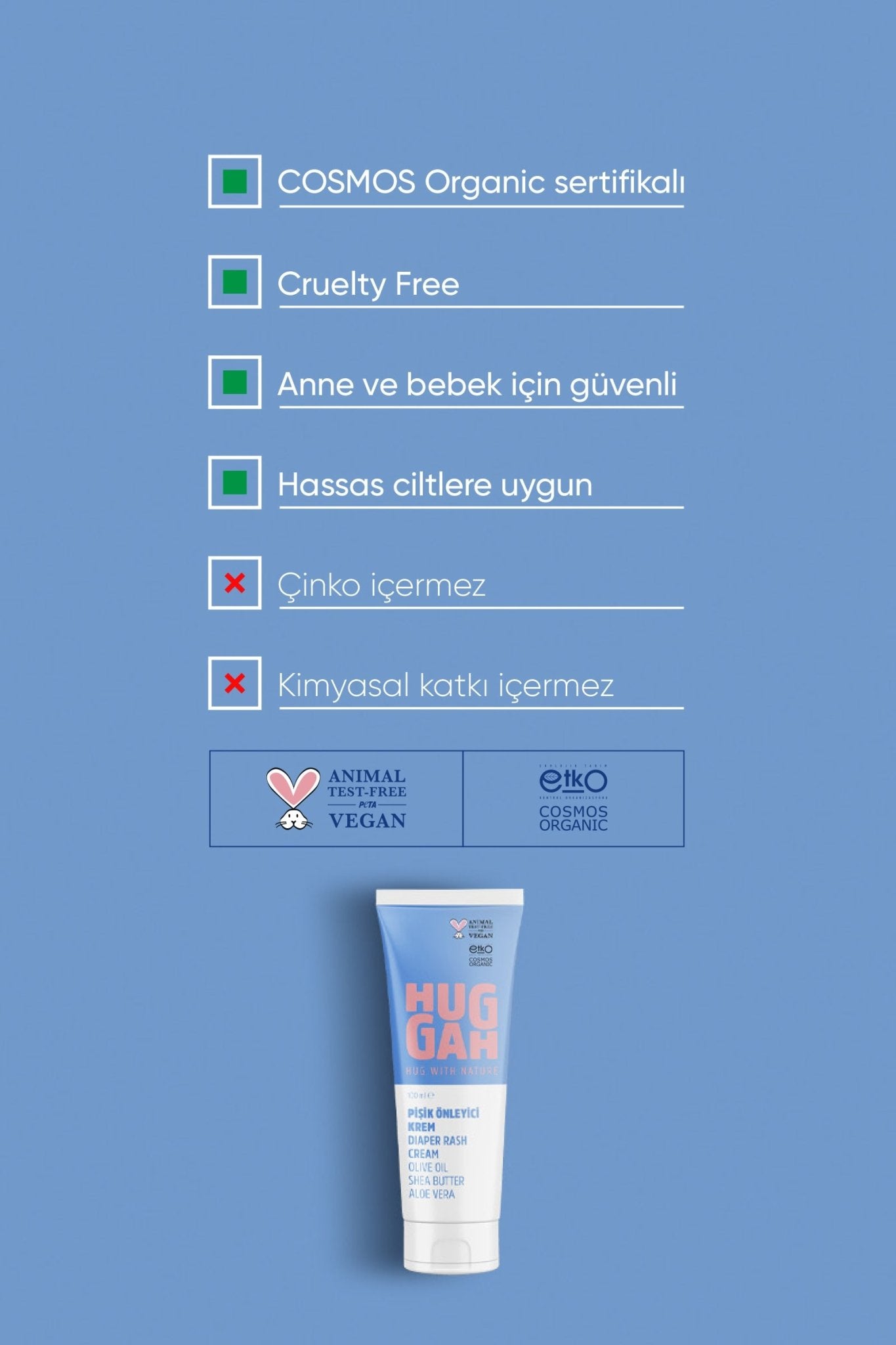 Huggah Organik Pişik Önleyici Bebek Bakım Kremi 100 ml - HUGGAH NATURALS