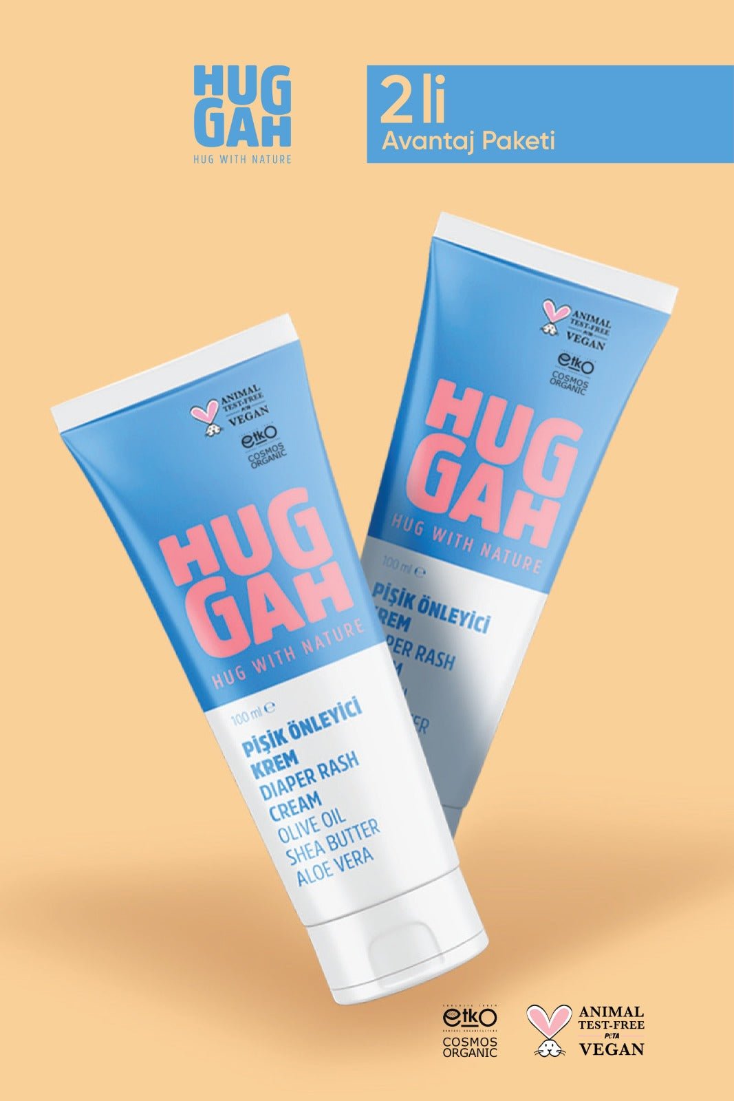 Huggah Organik Pişik Önleyici Bebek Bakım Kremi 100 ml x 2 - HUGGAH NATURALS