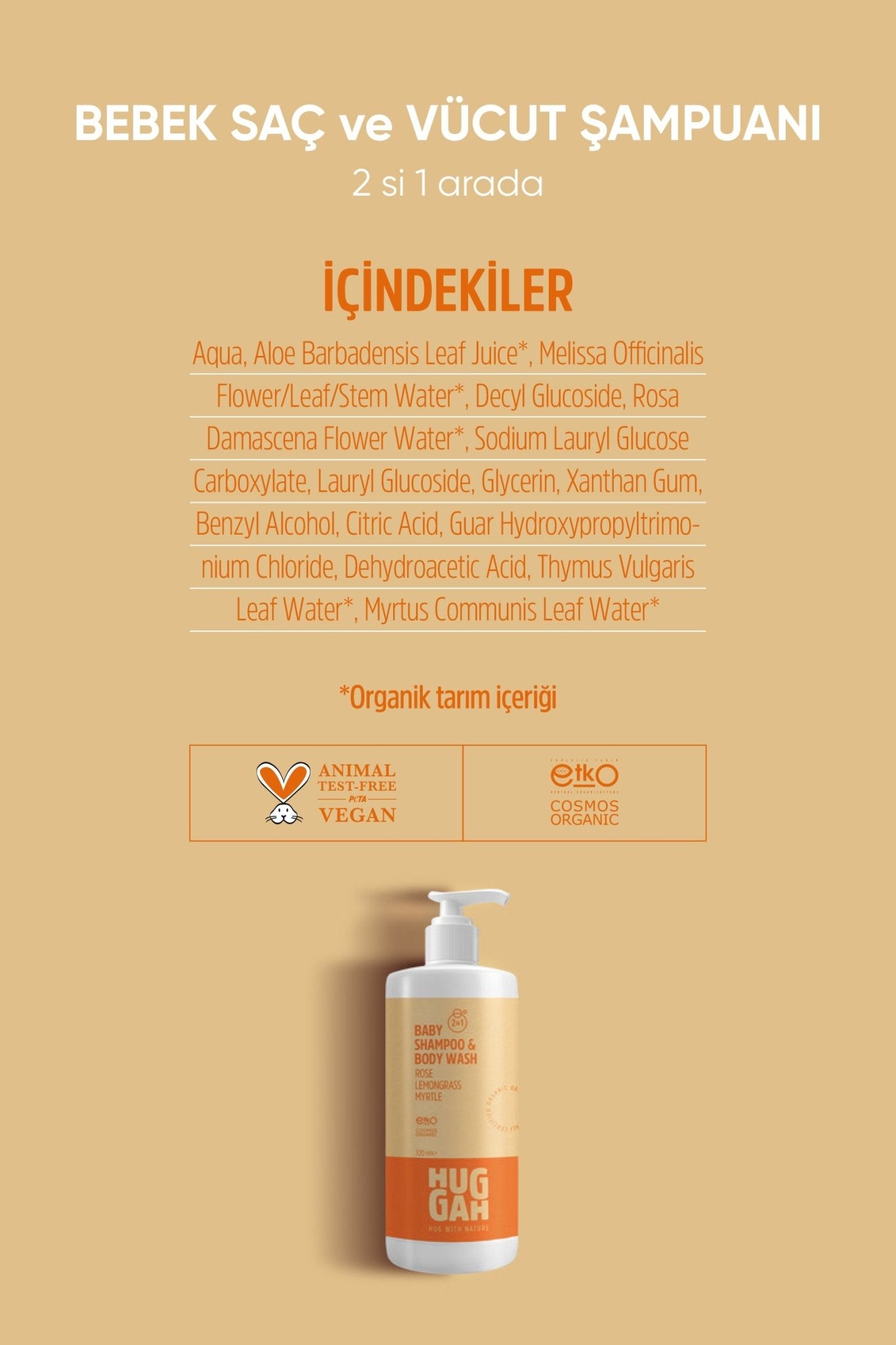 Organik Bebek Saç & Vücut Şampuanı 320 ml x 2 Avantaj Seti - HUGGAH NATURALS