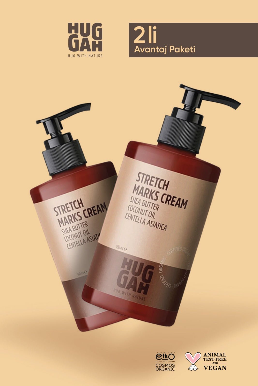 Organik Doğal Çatlak Önleyici Cilt Bakım Kremi 180 ml x2 Avantaj Seti - HUGGAH NATURALS