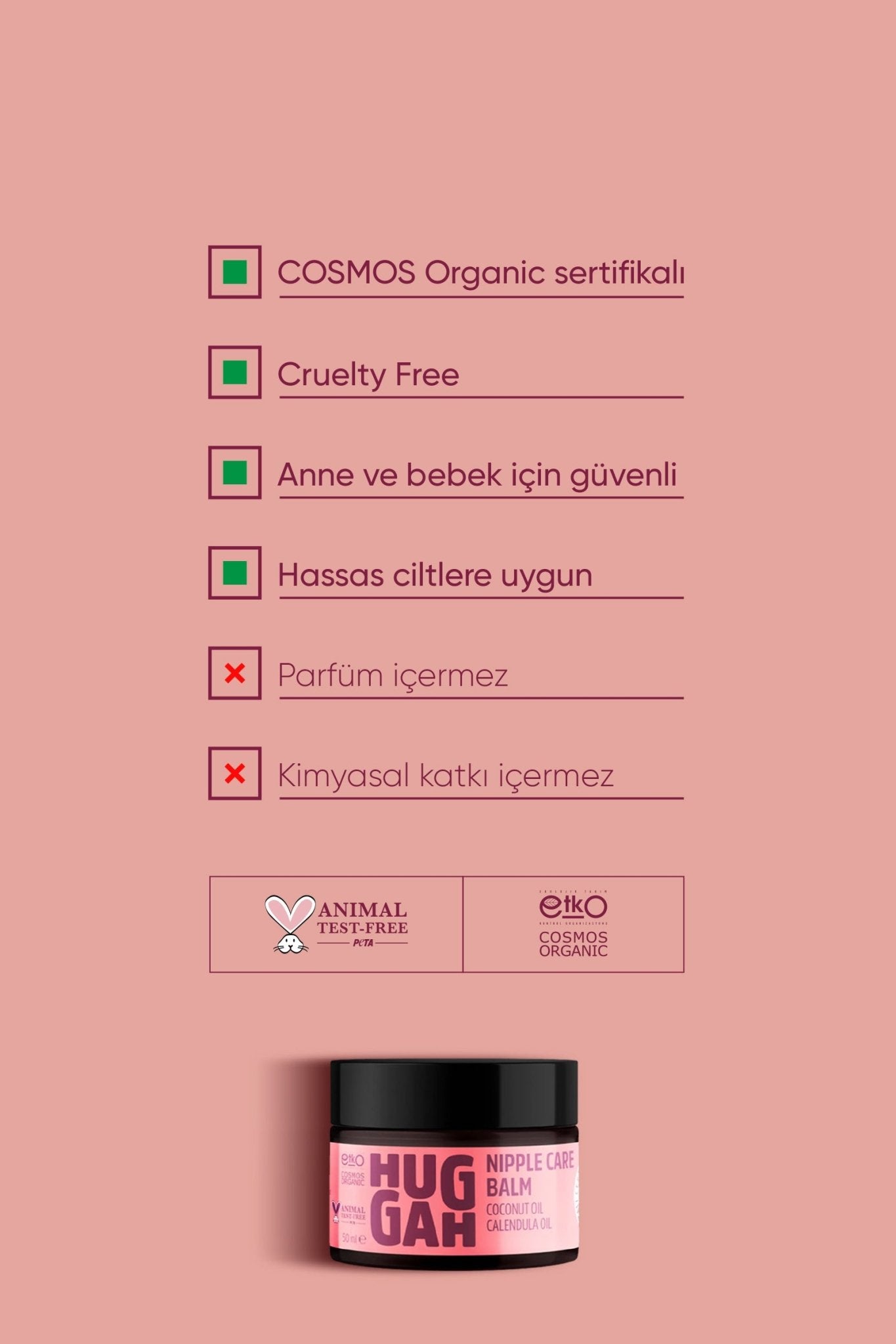 Organik Doğal Göğüs Ucu Balmı 50 ml x2 Avantaj Seti - HUGGAH NATURALS