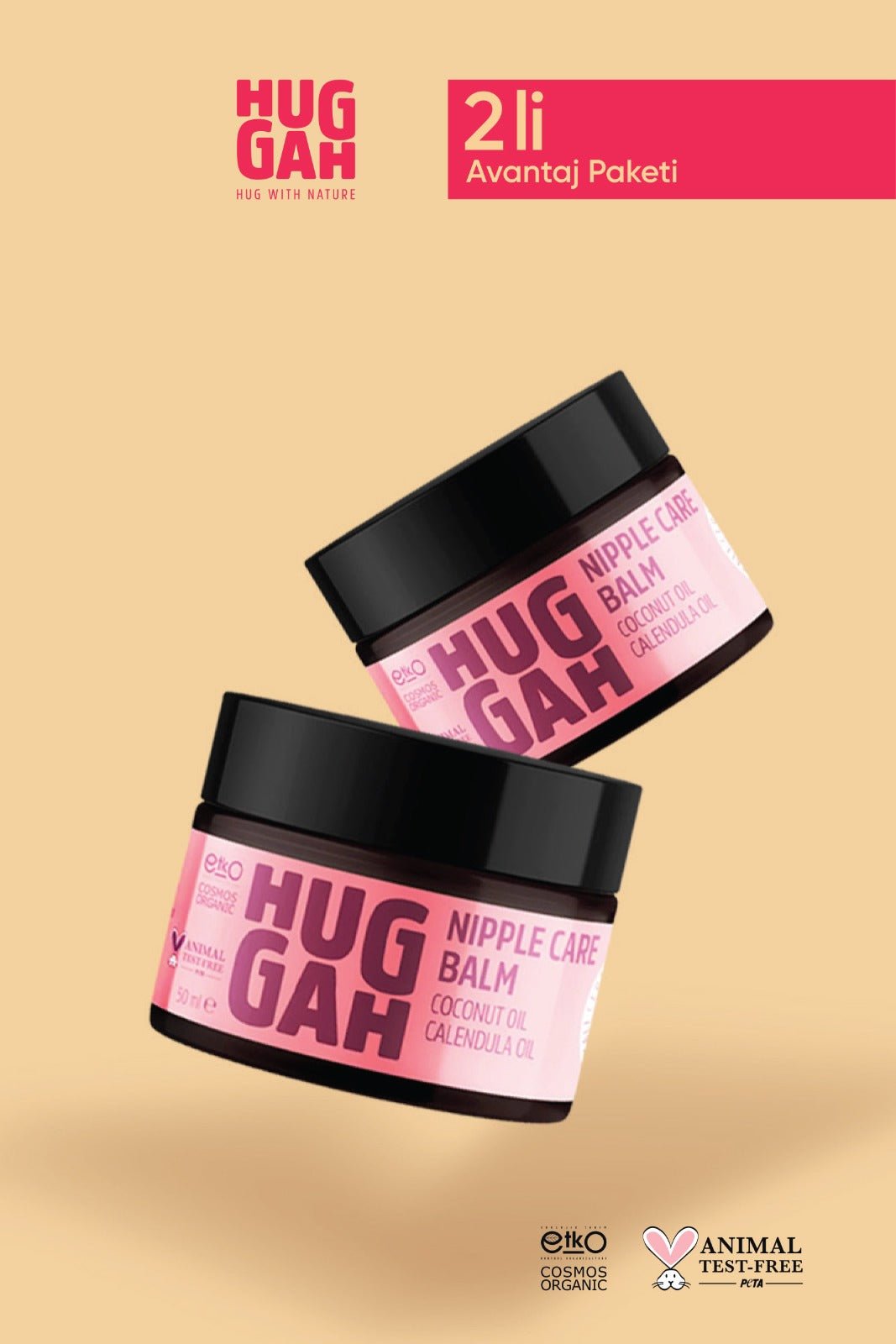 Organik Doğal Göğüs Ucu Balmı 50 ml x2 Avantaj Seti - HUGGAH NATURALS