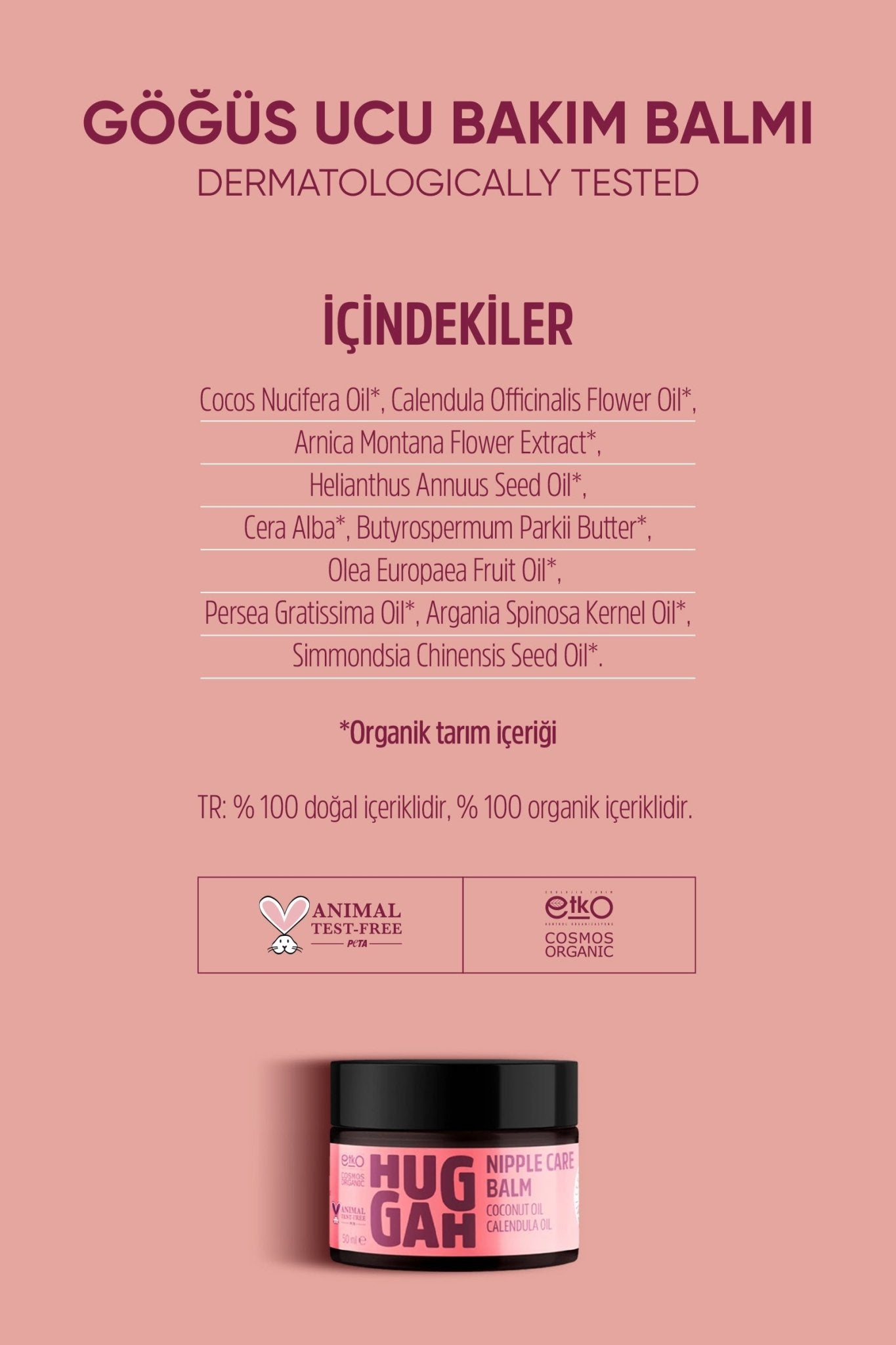 Organik Doğal Göğüs Ucu Balmı 50 ml x2 Avantaj Seti - HUGGAH NATURALS